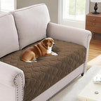 H.VERSAILTEX Couch Cover Chenille Pet Fuzzy Sofa Covers for 2 Cushion Couch Anti Slip Washable Sofa Slipcovers with Strap Soft Couch Protector Cover for Dogs Cats Kids(36" x 63",Coco Mocha)