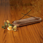 Bless-International Traditional-Handmade-Tray-Burner Wooden-Trat-Incense-Stick-Holder Ash-Catcher-Stand for-Aromatherapy-Meditation-Yoga (11x4x1.22 Inches)