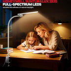 Honeywell HJ2 Gooseneck LED Desk Lamp with Clamp,3-Color Stepless Dimming.Flexible Metal Lamp Arm,CRI ≥ 97.Adjustable Small Desk Lamp for Home Office,Studying, Reading, Artists & Crafters（White）