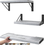 BAYKA Wall Shelves for Bedroom Decor, Floating Wall Shelves for Living Room Kitchen Storage, Mounted Rustic Wood Floating Shelves for Kids Books,Corner Shelves for Bathroom(Gray White，Set of 3) | for Bedroom Decor, Floating Shelves, for Kids Books, for...
