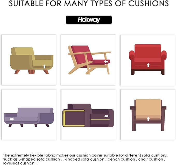 Hokway 2 Piece Couch Cushion Slipcovers Stretch Reversible Cushion Replacement Slipcovers Sofa Cushion Covers(Smoky Blue, 2)