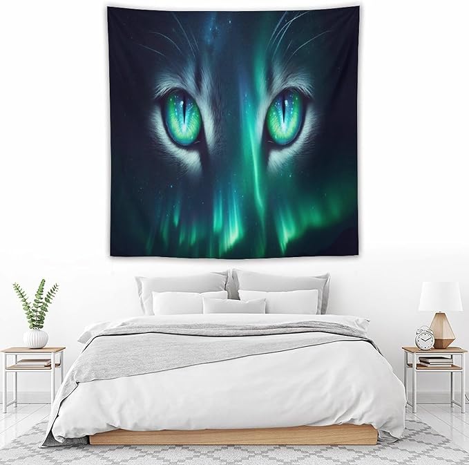 VUMIVI Cat Eye Galaxy Tapestry Mystical Northern Lights Starry Sky Abstract Aurora Art Magical Fantasy Decor Tapestry Wall Hanging for Living Room Bedroom Dorm Classroom Aesthetic Decor W60xL60in
