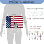 Patriotic Fabric Lamp Shade with Acrylic Bead Droplets, American Flag & Statue of Liberty, Drum Light Shade for Ceiling Pendant Table or Floor Lamps, 4th of July Decor, Military Gifts, 11.8in