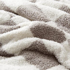 CozeCube Super Soft Fullfy Microfiber Reversible Knitted Blankets, Warm Cozy Fuzzy Plush Throw, Grey and White Checkered Throw Blanket for Couch Bed Sofa, 60" x 80"