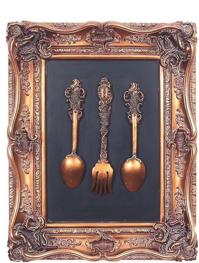 S-MANTIS Vintage Wall Sculpture,Antique Pediment,Wall Art,Decoration with Embossed Intricate Spoons Design,Oblong Aesthetic Room Décor,Unique Gift