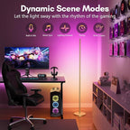 luckystyle Smart RGB Corner Floor Lamp,Bright LED Tall Modern Floor Lamp with APP and Remote,Ambient Lighting Color Changing Standing Lamps with Music Mode and Timing for Living Room,Bedroom Gold