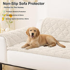 Smiry Pet Couch Cover for Dogs Washable, Non-Slip Fuzzy Couch Covers for 3 Cushion Sofa Pet Friendly, Soft Thick Furniture Protector Sofa Slipcover Mat for Dogs (White, 27.6" x 88")