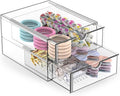 Hair Accessories Organizer for Girls, 2 Tier Acrylic Stackable Storage Drawers, Clear Vanity Hair Tie Bow Claw Clip Scrunchie Holder Organizer for Girls Stuff, Cute Desk Organizers and Accessories