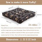 Boho Square Floor Seat Pillows Cushions 22" x 22", Soft Cotton Linen Bohemian Yoga Mandala Meditation Pouf Tatami Floor Pillow Cushion for Living Room Adults & Kids Casual Reading Nooks,Elephant B