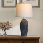 25“ Jar Table Lamps Set of 2, Ceramic Bedside Lamps for Bedroom, Black Farmhouse Nightstand Lamps for Living Room