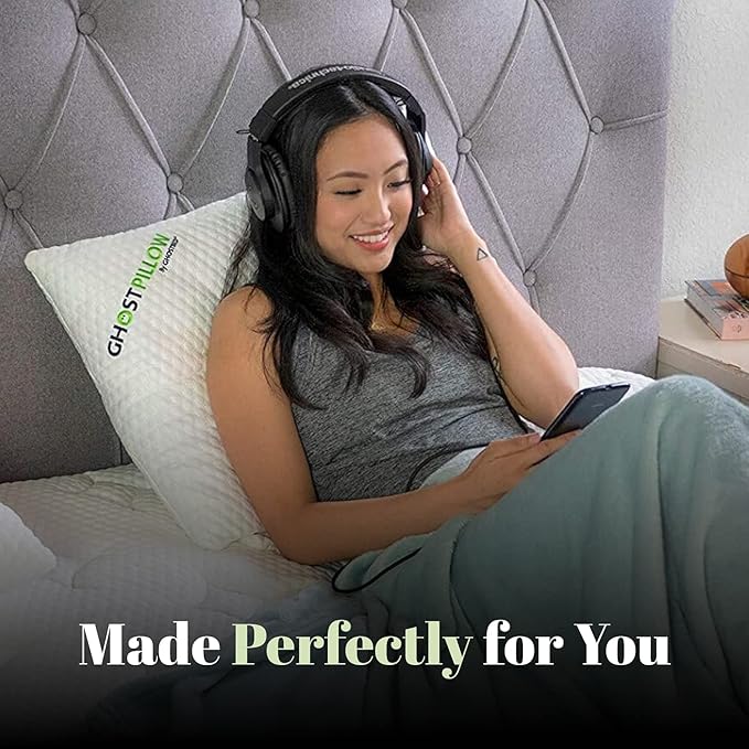 GhostBed Shredded Memory Foam Pillow with Adjustable Gel and Cooling Breathable Cover - King Size Shredded Pillows CertiPUR-US Certified 2-Pack