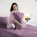 KASENTEX Twin Quilt Set 68"x86" – Soft Washed 3-Layer Lightweight Bedspread, Minimalist Nordic Design, All-Season Spring & Summer Quilt Set (1 Quilt + 2 Pillow Shams),Grape Jam Purple