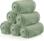 Tinideya 6 Pcs Flannel Fleece Throw Blanket Bulk 50 x 60 Inch Soft Fleece Blanket Warm Throw Blanket Coral Blankets for Couch Sofa Home Wedding Gifts Season (Sage Green)