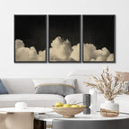 MUDECOR Framed Canvas Print Wall Art Dramatic Cloudscape Black and Beige Sky Illustrations Realism Decorative for Living Room, Bedroom, Office - 24"x36"x3 Black