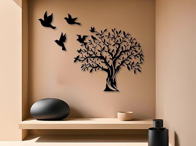Vailla Tree of Life Wall Art Decor Set of 3 Wall Hanging Sculpture Modern Wall Home Decoration 3D Textured Sculptures for Living Room Bedroom Office Dinnig Room 3 Panels Family Tree Wall Hangings