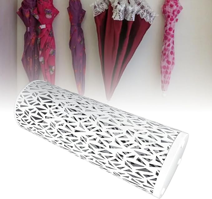 Umbrella Stand Umbrella Holder for Entryway,Umbrella Stand Rack,Metal Hollowed Freestanding Round Umbrella Holder Organizer Bin,Umbrella Rack Organizer Freestanding for Home Hotel Office(Medium-White)