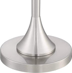 Possini Euro Design Candice Modern Standing Floor Lamp 64" Tall Brushed Nickel Dual Silver Organza White Linen Fabric Drum Shade Decor for Living Room Reading House Bedroom Home