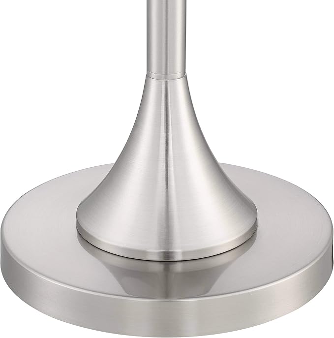 Possini Euro Design Candice Modern Standing Floor Lamp 64" Tall Brushed Nickel Dual Silver Organza White Linen Fabric Drum Shade Decor for Living Room Reading House Bedroom Home