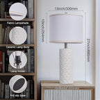 27" Farmhouse Bedside Table Lamp Set of 2, White Modern Ceramic Lamps for Living Room, 3 Color Temperature Rustic Table Lamps for Bedroom, Night Stands, Dorm,Office, Home Décor (Bulb Included