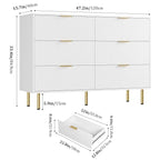 GarveeHome 6 Drawers Dresser for Bedroom, Fluted Dresser Chest of Drawers with Handle, Wood Modern Dressers for Closet, Bedroom Furniture Storage Organizer for Living Room, Hallway