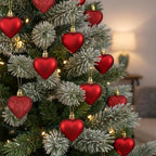 Skylety 30 Pieces Valentine's Day Heart Ornaments, Heart Shaped Decorations Tree Hanging Baubles for Valentine Wedding Anniversary, 3 Styles 2 Size (Red)