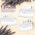 13 PCS Lavender Sachets Bags for Drawers and Closets, Hanging Scented Sachets Air Fresheners, Natural Home Fragrance Odor Eliminator for Wardrobe, Shoe Cabinet, Car & Bathroom Potpourri Bag