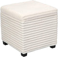 17.7 inches Faux Fur Ottomans Cube with Legs, Metal Framed Vanity Stool Chair Storage Ottoman Foot Rest Stool, Holds 770 LB for Dorm Living Room Bedroom White UASND644W