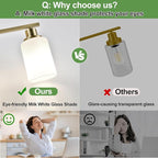 4-Light Bathroom Light Fixtures, Aged Brass Vanity Light with Milky White Shades, Bathroom Lighting Fixtures Over Mirror, Modern Bathroom Wall Lamp for Mirror Living Room Cabinet Bedroom