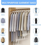 Garment Bags for Hanging Clothes 24'' x 40'' (Set of 12) Coat Covers for Closet Foldable Washable Dress Bags for Hanging Clothes for Long Dress Dance Costumes Suits Gowns Coats
