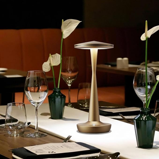 Cordless Rechargeable Table Lamp - 6000mAh Portable LED Battery Operated Table Light - Outdoor Waterproof Dimmable Table Lamps for Restaurant Dining Bedroom Bars Home Patio Outdoor (2 Bronze)