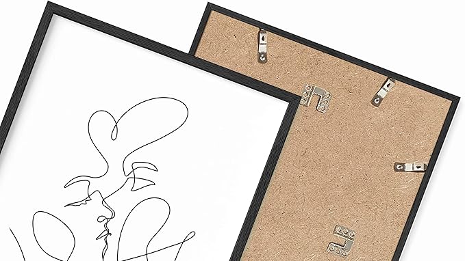 Minimalist Couple Art Wall Art Print Couple Kiss Abstract Line Drawing, Gallery Quality 16"x20" Black Framed, Abstract Love Aesthetic Decor Bedroom Living Room