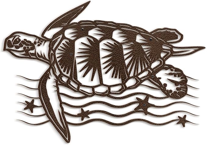 SIGNLEADER Metal Wall Art Decor Turtle Minimalist Modern Abstract Wall Sculpture Hangings Home Decoration for Living Room, Bedroom, Bathroom, Kitchen, Outdoor - 18" Bronze