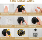 4Pcs New Model No-Drill Suction Cup Hooks for Door Wreaths, Wreath Hangers for Front Door, Suction Cup Hooks for Shower, Removable, Waterproof & Rustproof (Black)