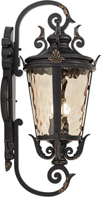 John Timberland Casa Marseille Vintage Outdoor Wall Light Fixture Veranda Bronze Scroll Frame 31" Champagne Hammered Glass for Exterior House Porch Patio Outside Deck Garage Yard Front Door
