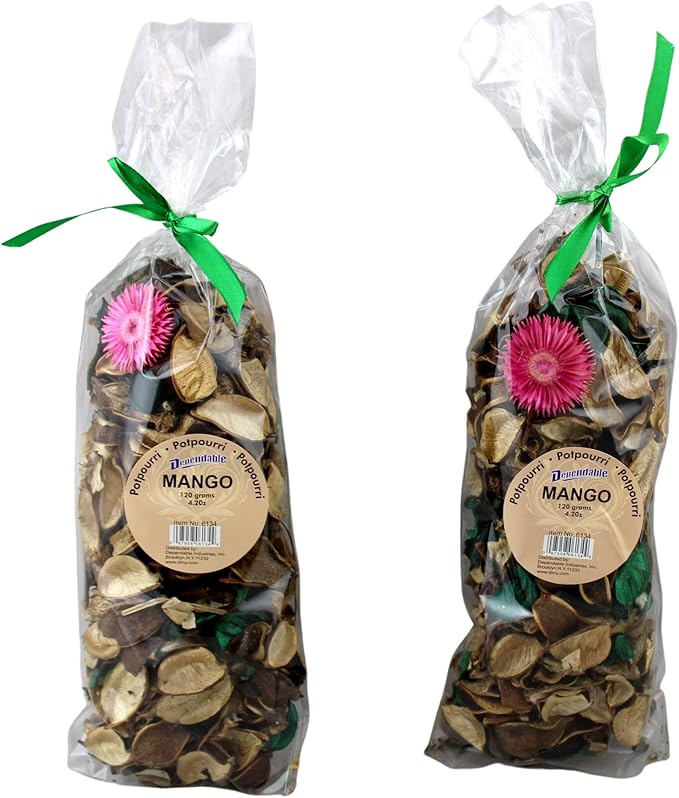 Mango Scented Potpourri Bags – 2 Large Packs, 8.4 oz Total – Dried Petals & Botanicals for Bowls & Vases – Long-Lasting Aroma for Home Décor, Office, Bathroom, Gift Use