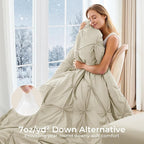 Sasttie King Size Comforter Set, 7-Piece Bed in a Bag, Pintuck Bedding Set for All Season, Includes Comforter, Flat Sheet, Fitted Sheet, Pillowcases and Pillowshams, Linen