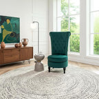 Royal High-Back Velvet Accent Chair for Vanity with Storage and Luxurious Upholstery, Retro Design and Versatile Usage for Living Room, Bedroom, Lounge and Office, Green