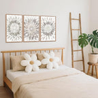 CHDITB Modern Floral Burst Framed Canvas Wall Art Set, Nature Flower Petal Wall Decor, Neutral Beige And Gray Botanical Painting, Contemporary Art Prints For Living Room Bedroom Office-16 x24 x3