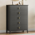 GarveeHome Fluted Dresser for Bedroom, 42.9" Tall 5-Drawer Wood Dresser, Modern Chest of Drawers, Storage Organizer Cabinet for Living Room, Hallway, Entryway, Black