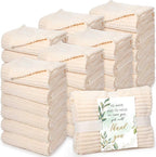 Buryeah 36 Pcs Wedding Flannel Fleece Throw Blanket Bulk with Thank You Card and Ribbon, 50 x 60 in Oeko-TEX Standard 100 Certified Blankets Outdoor Wedding, Guest Party Souvenirs (Ivory)