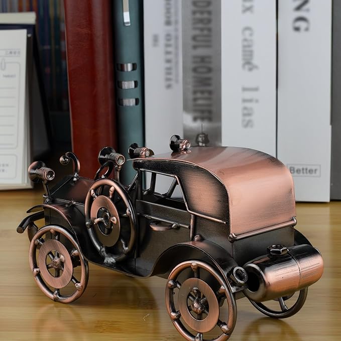 Classic Car Gifts for Men, Unique Cool Birthday Gift Ideas, Vintage Car Decor for Room, Home, Office, Man Cave, Garage, Antique Scrap Metal Model Car Ornaments (M-1)