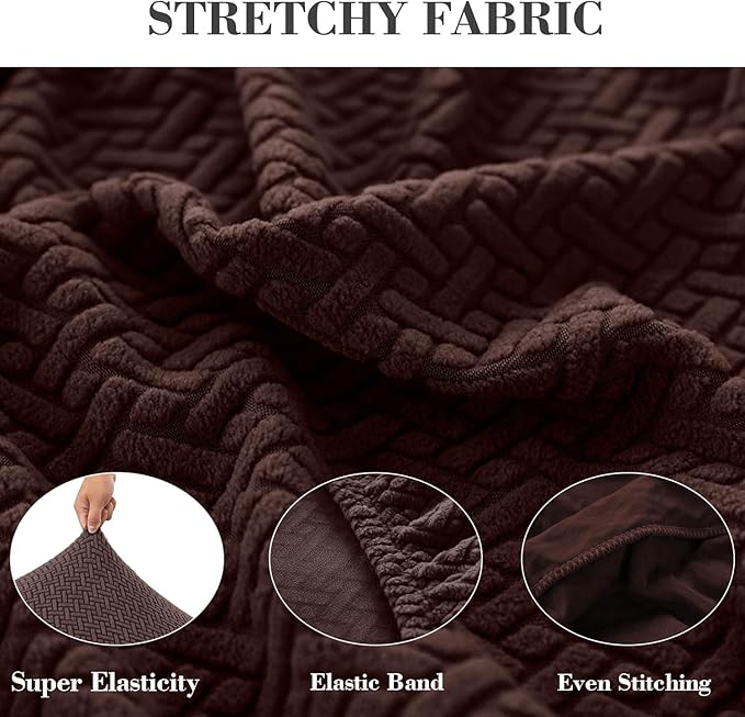 Sofa Covers Couch Covers for Sofa Pet Friendly Couch Cushion Covers Universal Sofa Covers Washable Stretch Slipcovers for Sectional Sofa (Texture Brown, Extra Large Single Seat Cover)