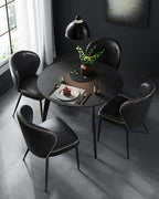 VASAGLE EKHO Collection - Dining Chairs Set of 6, Upholstered Kitchen Chairs, Comfortable Seat, Synthetic Leather with Stitching, Mid-Century Modern, Easy Assembly, Living Room Lounge, Ink Black