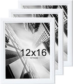 KTKDE 12x16 Picture Frame Set of 3,White Wooden frames, Vertical & Horizontal Wall Hanging for Wall Display,Studio Gallery Photo Frame for Photos, Posters & Art Prints