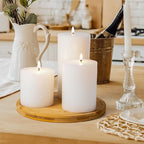 KONNI White Pillar Candles Set of 3, 3"x 3" Unscented Pillar Candles Bulk, 30 Hours Long Burning Candles, Smokeless&Dripless Large Round Candle for Wedding, Home Decoration, Parties, Spas, Dinner