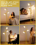 Flower Floor Lamp for Bedroom - 3 Color Temperatures Decorative Flower Tall Floor Reading Lamp with Flexible Neck for Bedroom Living Room Office Corner (Yellow)