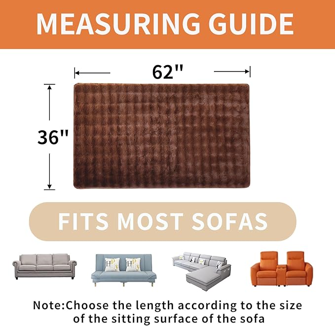 Waterproof Dog Bed Cover Non Slip Couch Covers for Dogs Washable Soft Faux Fur Sofa Cover Couch Covers for 2 Cushion Couch Sofa Pet Friendly (Brown)