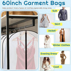 Amylove 40 Pack 60/40inch Garment Bags for Hanging Clothes with Zipper, Clear Garment Dress Covers PEVA Suit Protector for Closet Storage Travel Coat Gown Jacket Organizer(24 x 60 Inch)