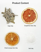 Potpourri Simmering, Sage Citrus Simmer Pot Kit with Sage, Dried Orange Slices, Grapefruit, Salt Stovetop Potpourri Kits for Spring Cleansing House, Abundance, Money, Negative Energy Cleanse