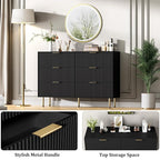 GarveeHome 6 Drawers Dresser for Bedroom, Fluted Dresser Chest of Drawers with Handle, Wood Modern Dressers for Closet, Bedroom Furniture Storage Organizer for Living Room, Hallway